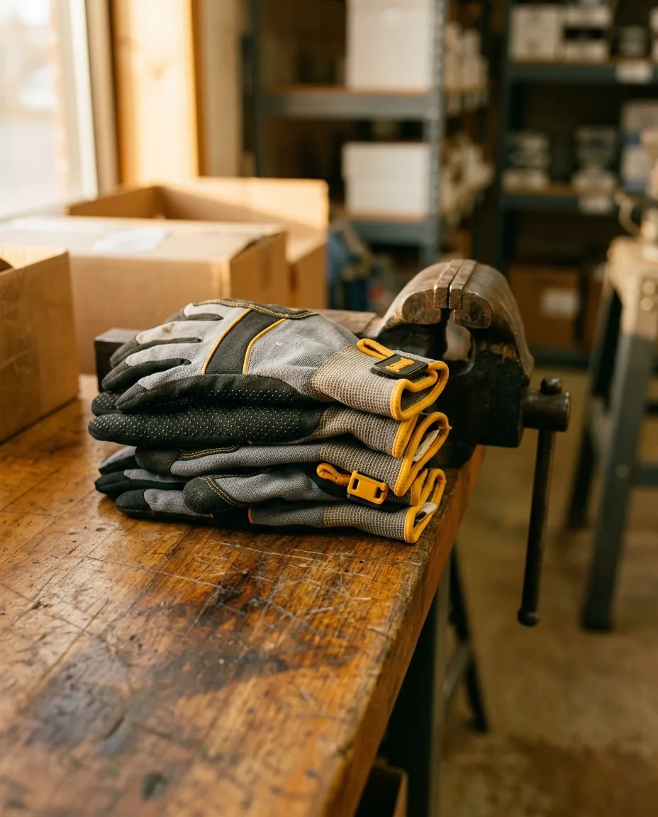 Work gloves on the rack